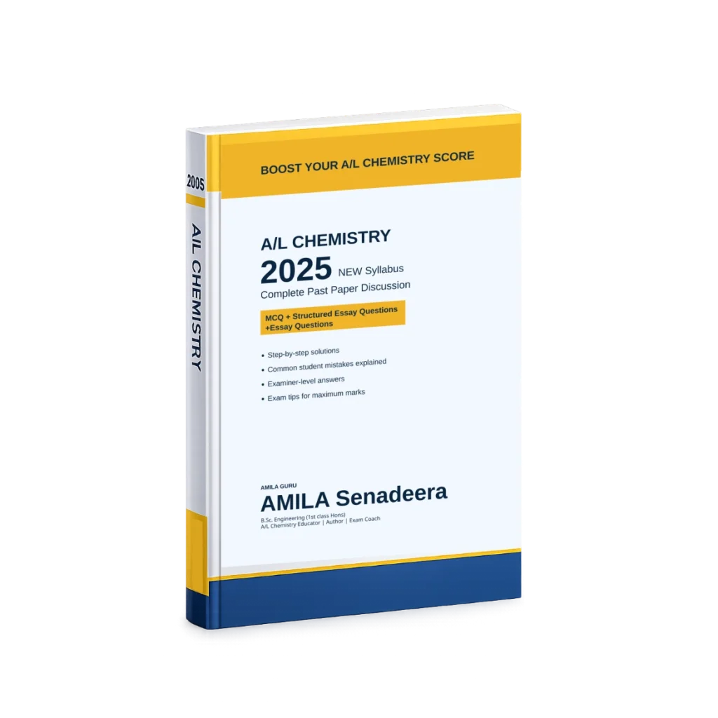 A/L Chemistry 2025 Past Paper Discussion Book 3D Mockup by Amila Senadeera (English Medium)